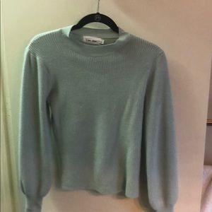 Anthropologie mint green puff sleeve sweater.